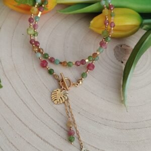 Naszyjnik jadeity turmalinowe