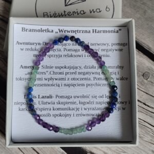 Bransoletka "Wewnętrzna Harmonia" awenturyn, ametyst, lapis lazuli na gumce
