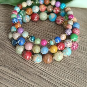 Komplet bransoletek z jaspisu cesarskiego – kolorowa biżuteria z kamieni naturalnych