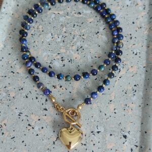 Naszyjnik z tygrysiego oka granatowo-fioletowego – biżuteria z kamieni naturalnych