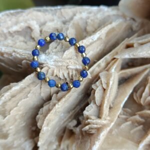 Pierścionek elastyczny lapis lazuli i hematyt