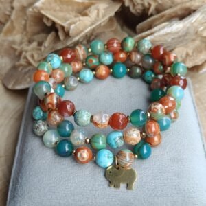 Komplet bransoletek z agatu i howlitu