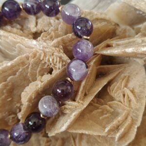 Ametyst 10 mm bransoletka na gumce