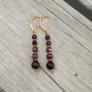 Kolczyki granat ze złotem