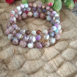 Wiosenny komplet bransoletek z jaspisu cesarskiego fioletowo-błękitnego