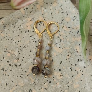 Kolczyki agat botswana 5 cm