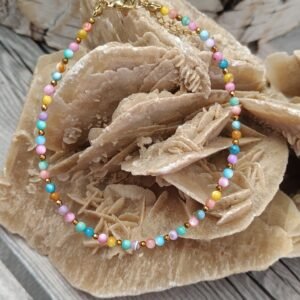 Bransoletka na nogę "Pastelowa Bryza" z masy perłowej