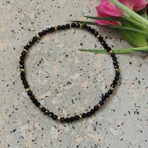 Bransoletka czarny turmalin i złoty hematyt