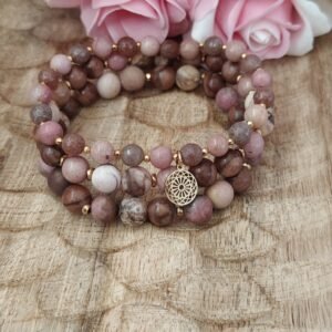 Komplet 3 bransoletek z rodonitu i jaspisu