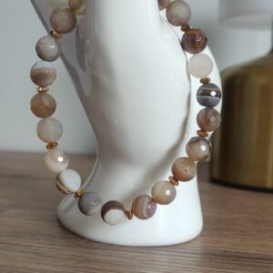 Bransoletka z agatu pasiastego 8 mm na gumce | handmade