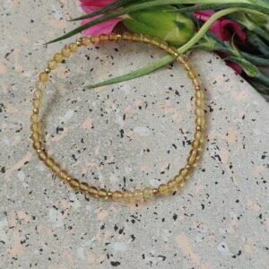 Bransoletka z cytrynu – delikatna biżuteria z naturalnych kamieni 3,5 mm | złoty hematyt
