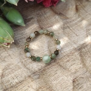 Pierścionek zielony granat i turmalin