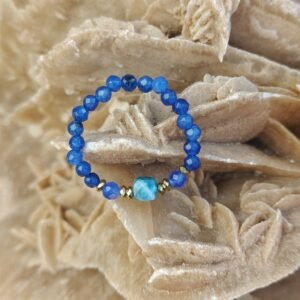 Pierścionek niebieskie kamienie