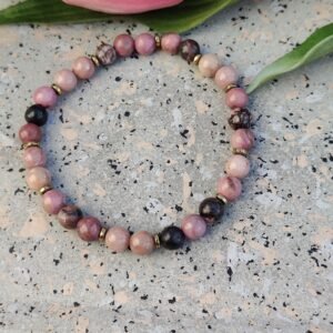 Rodonit 6mm bransoletka na gumce