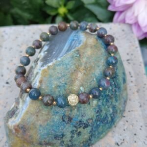 Bransoletka „Siła Serca” – Rubin w Fuchsycie ze Złotym Hematytem | Naturalna Biżuteria Handmade