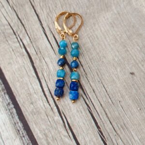 Kolczyki „Morski Blask” – Lapis Lazuli i Apatyt | Kolczyki z Kamieni Naturalnych