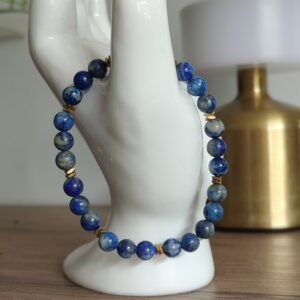 Bransoletka Royal Blue z lapisu lazuli 6 mm i złotego hematytu – subtelna elegancja na każdy dzień