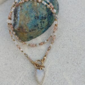Naszyjnik Sun & Moon Heart – kamień słoneczny i kamień księżycowy