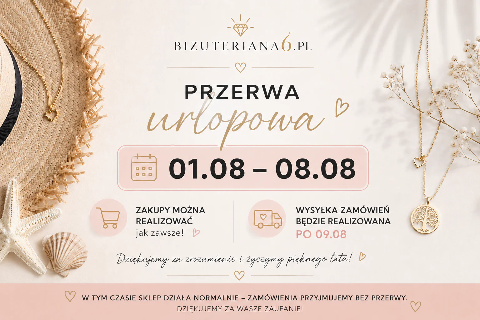 Przerwa urlopowa - ważna informacja o wysyłce