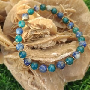Morski Blask – bransoletka z lapis lazuli i apatytu 6 mm